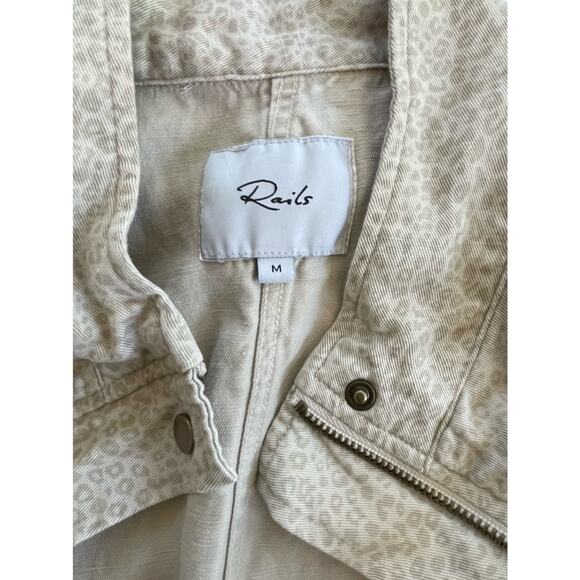 Rails Collins White Beige Jacket Mini Cheetah Print Size Medium Drawstring Waist - Picture 5 of 12